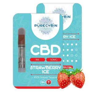 Purecybin Strawberry Ice CBD Vape | 50mg CBD Vape Carts | 1G